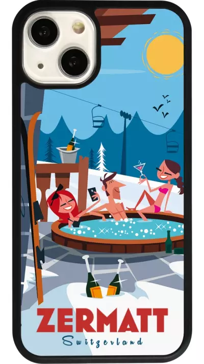 iPhone 13 Case Hülle - Silikon schwarz Zermatt Mountain Jacuzzi