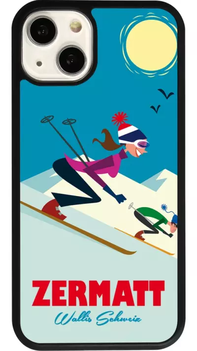 iPhone 13 Case Hülle - Silikon schwarz Zermatt Ski Downhill