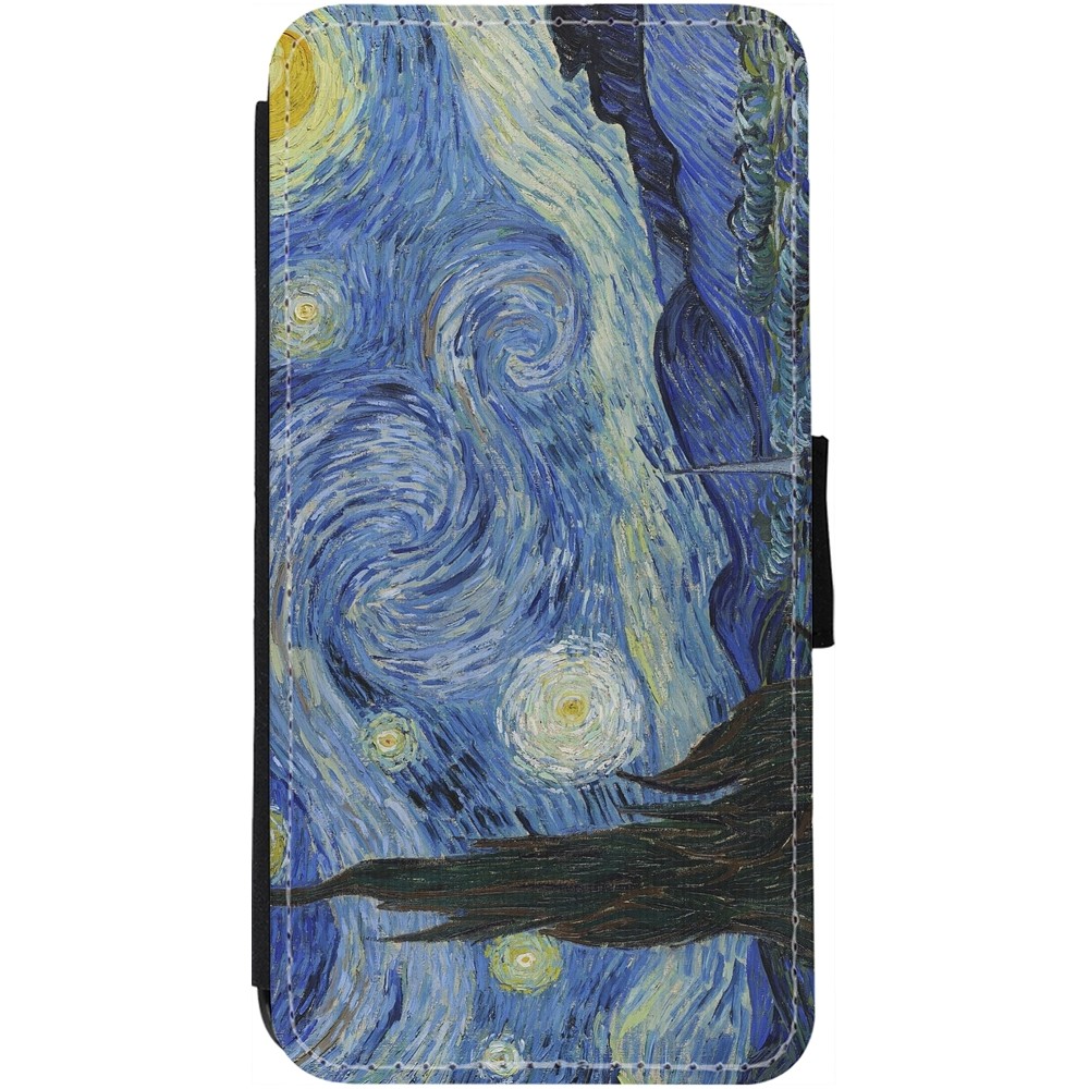 iPhone 13 Case Hülle - Wallet schwarz Kunstbild - Sternennacht - Van Gogh