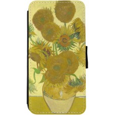 iPhone 13 Case Hülle - Wallet schwarz Kunstbild - Sonnenblumen  - Van Gogh