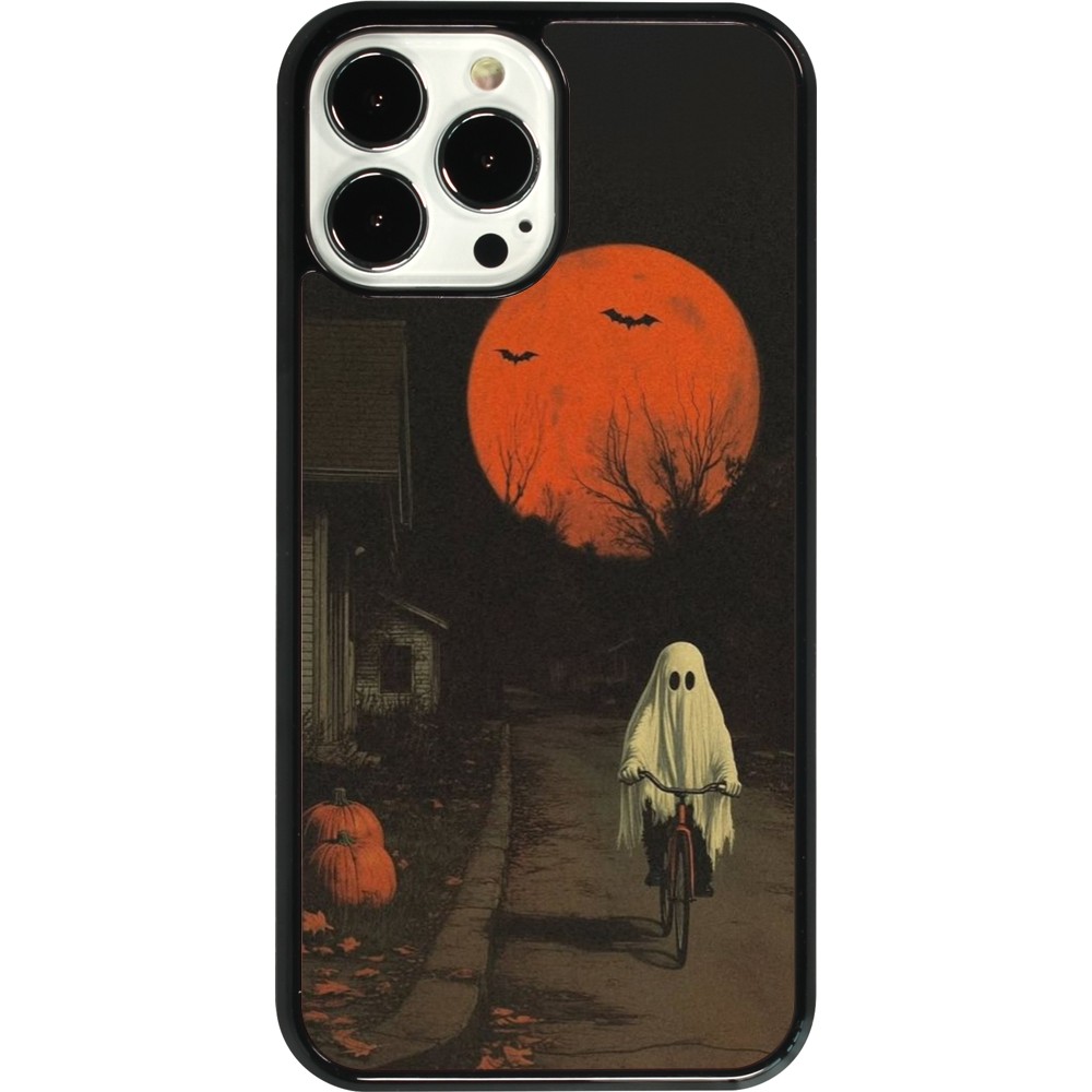 iPhone 13 Pro Max Case Hülle - Halloween 2025 Ghost on a bicycle