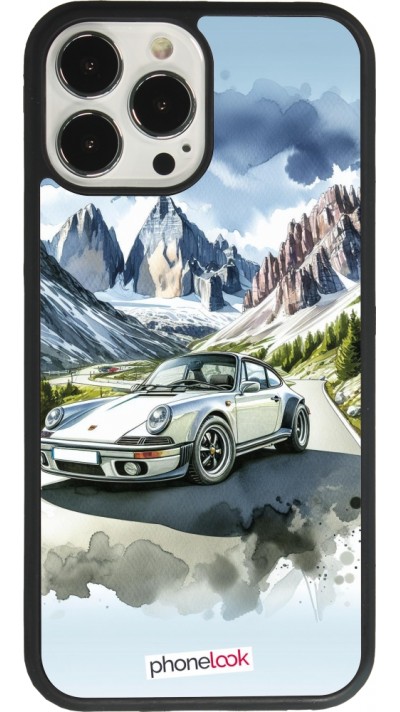 iPhone 13 Pro Max Case Hülle - Silikon schwarz Porsche 911 Berg Aquarell