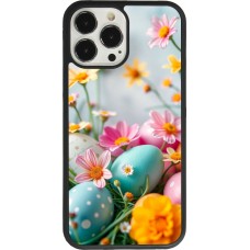 iPhone 13 Pro Max Case Hülle - Silikon schwarz Easter 2026 Eggs with flowers