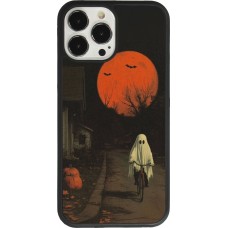 iPhone 13 Pro Max Case Hülle - Silikon schwarz Halloween 2025 Ghost on a bicycle