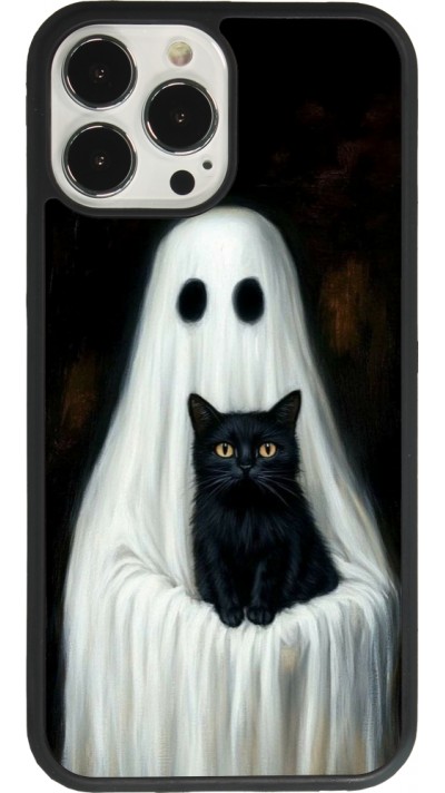 iPhone 13 Pro Max Case Hülle - Silikon schwarz Halloween 2025 Ghost with black cat