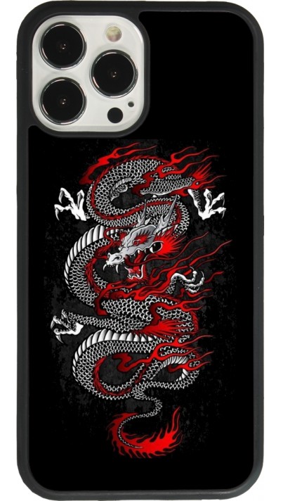 iPhone 13 Pro Max Case Hülle - Silikon schwarz Japanese style Dragon Tattoo Red Black