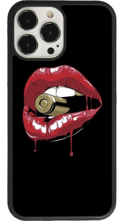 iPhone 13 Pro Max Case Hülle - Silikon schwarz Lips bullet