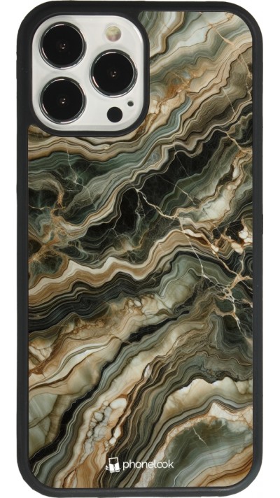 iPhone 13 Pro Max Case Hülle - Silikon schwarz Oliv Marmor