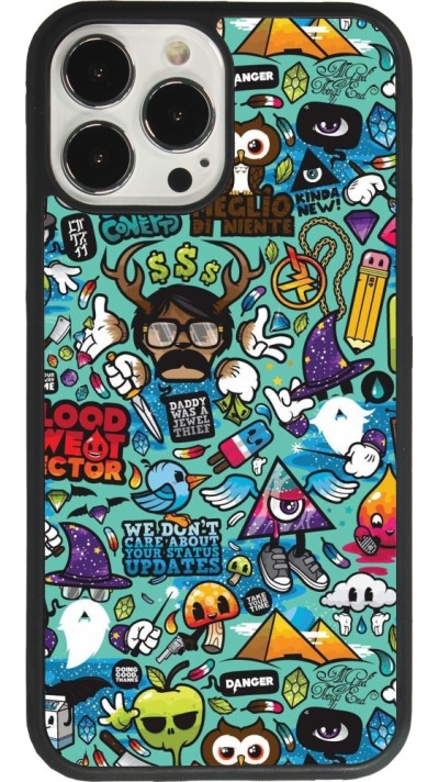 iPhone 13 Pro Max Case Hülle - Silikon schwarz Mixed Cartoons Turquoise