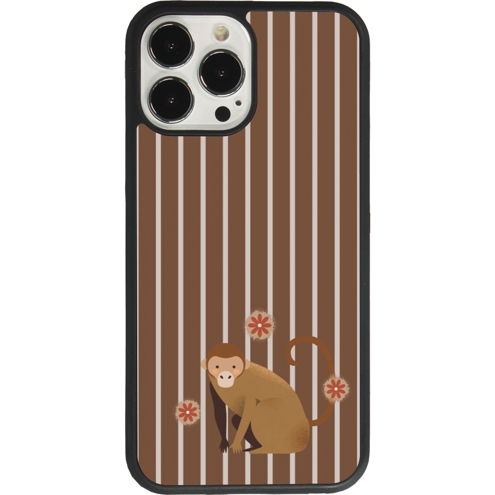 iPhone 13 Pro Max Case Hülle - Silikon schwarz Monkey with stripes