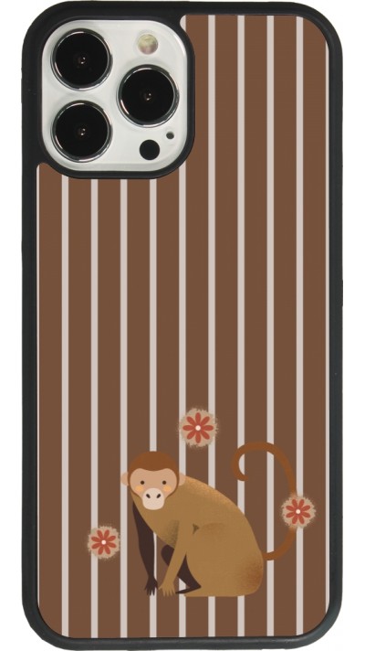 iPhone 13 Pro Max Case Hülle - Silikon schwarz Monkey with stripes