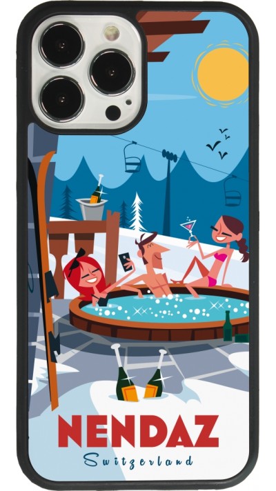 iPhone 13 Pro Max Case Hülle - Silikon schwarz Nendaz Mountain Jacuzzi