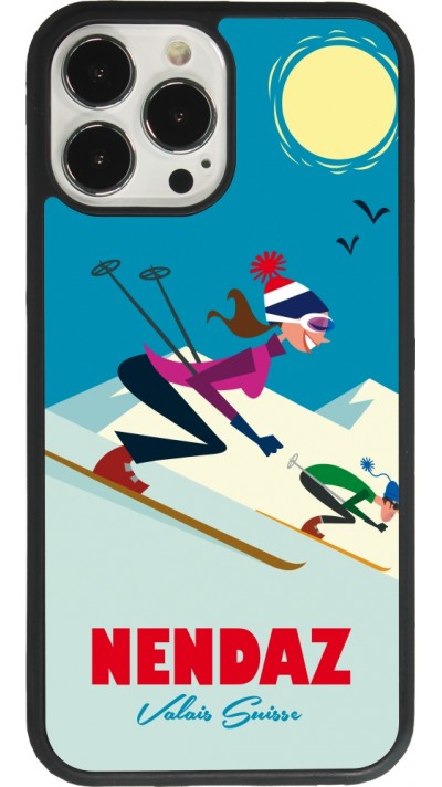 iPhone 13 Pro Max Case Hülle - Silikon schwarz Nendaz Ski Downhill