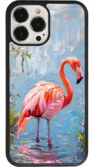 iPhone 13 Pro Max Case Hülle - Silikon schwarz Paint Flamingo
