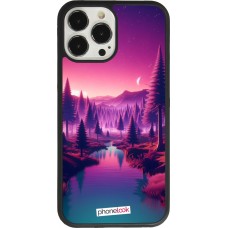 iPhone 13 Pro Max Case Hülle - Silikon schwarz Lila-rosa Landschaft