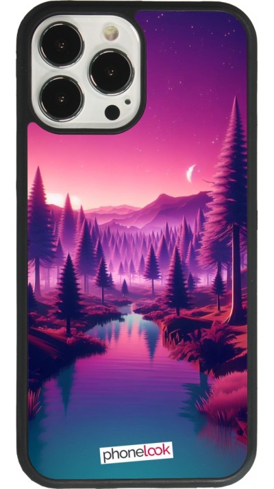 iPhone 13 Pro Max Case Hülle - Silikon schwarz Lila-rosa Landschaft
