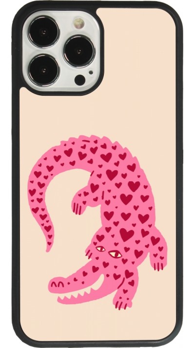 iPhone 13 Pro Max Case Hülle - Silikon schwarz Pink crocodile 2026
