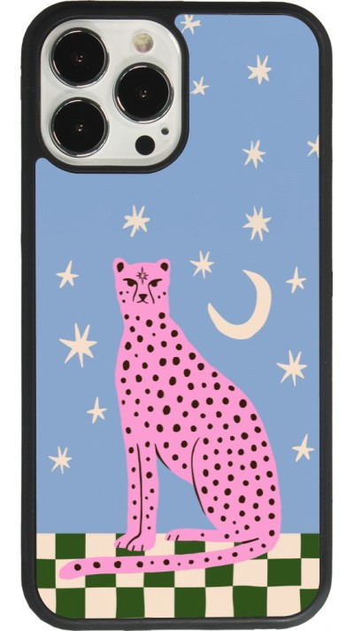 iPhone 13 Pro Max Case Hülle - Silikon schwarz Pink leopard with stars 2026
