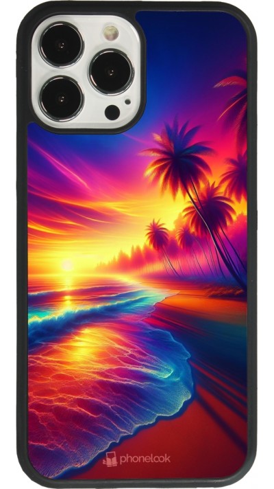 iPhone 13 Pro Max Case Hülle - Silikon schwarz Strand Sonnenuntergang auffällig