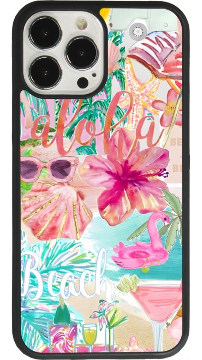 iPhone 13 Pro Max Case Hülle - Silikon schwarz Preppy Collage Aloha