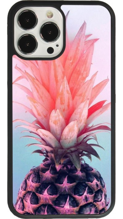 iPhone 13 Pro Max Case Hülle - Silikon schwarz Purple Pink Pineapple