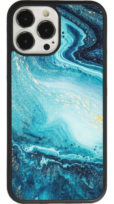 iPhone 13 Pro Max Case Hülle - Silikon schwarz Sea Foam Blue