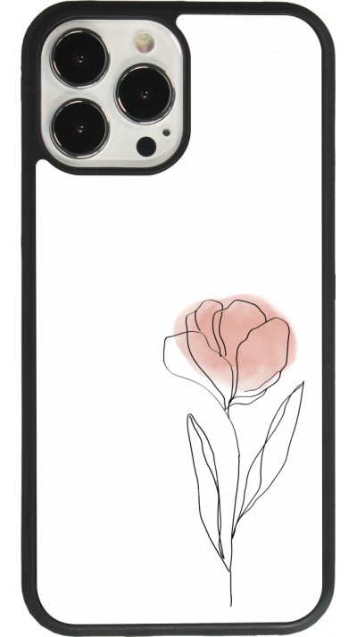 iPhone 13 Pro Max Case Hülle - Silikon schwarz Spring 23 minimalist flower