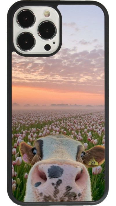 iPhone 13 Pro Max Case Hülle - Silikon schwarz Cow with tulips 2026