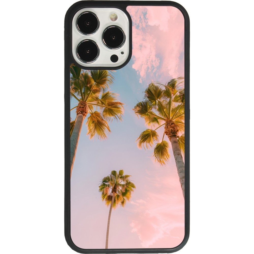 iPhone 13 Pro Max Case Hülle - Silikon schwarz Summer 2025 Palmiers