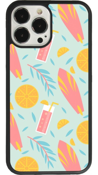 iPhone 13 Pro Max Case Hülle - Silikon schwarz Summer 2025 Pattern citron