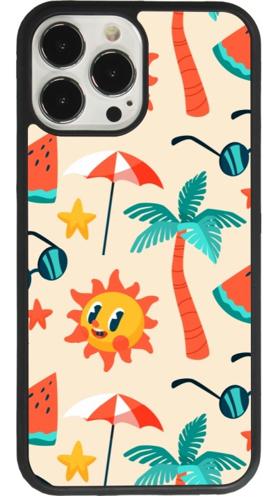 iPhone 13 Pro Max Case Hülle - Silikon schwarz Summer 2025 Pattern soleil