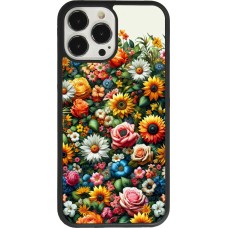 iPhone 13 Pro Max Case Hülle - Silikon schwarz Sommer Blumenmuster