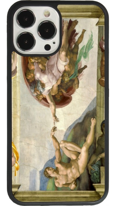 iPhone 13 Pro Max Case Hülle - Silikon schwarz Kunstbild - Die Erschaffung Adams - Michelangelo
