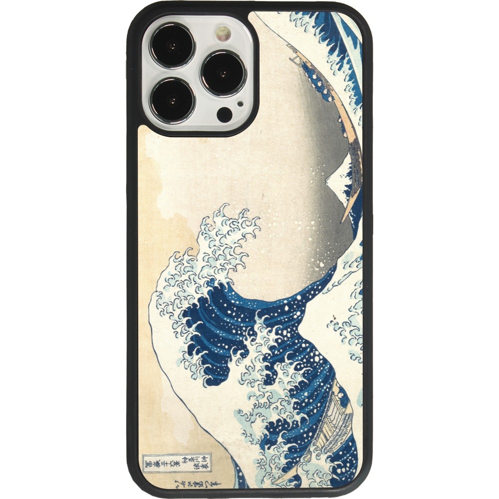 iPhone 13 Pro Max Case Hülle - Silikon schwarz Kunstbild - Die große Welle vor Kanagawa - Hokusai