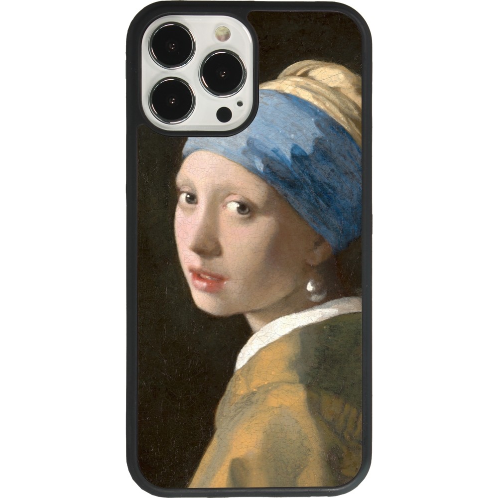 iPhone 13 Pro Max Case Hülle - Silikon schwarz Kunstbild - Das Mädchen mit dem Perlenohrring - Jan Vermeer
