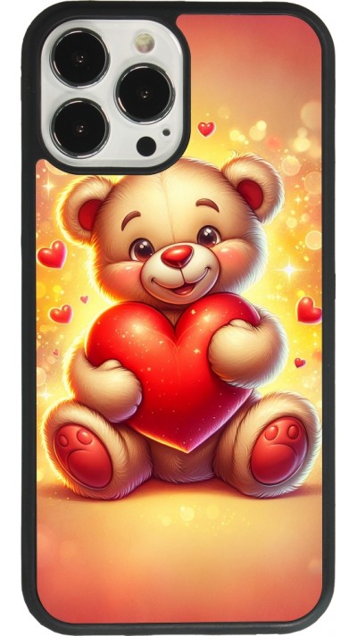iPhone 13 Pro Max Case Hülle - Silikon schwarz Valentin 2024 Teddy Liebe