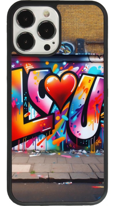 iPhone 13 Pro Max Case Hülle - Silikon schwarz Valentin 2025 Liebe U Tag