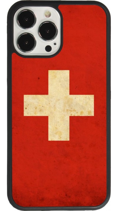 iPhone 13 Pro Max Case Hülle - Silikon schwarz Vintage Flag SWISS