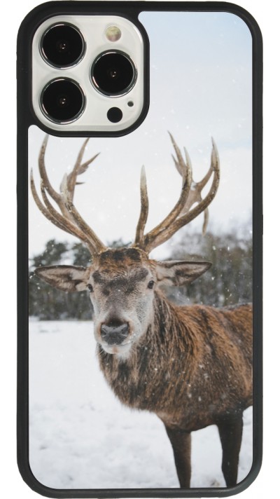 iPhone 13 Pro Max Case Hülle - Silikon schwarz Winter 25 Winter reindeer