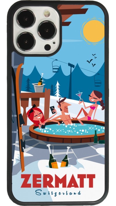 iPhone 13 Pro Max Case Hülle - Silikon schwarz Zermatt Mountain Jacuzzi