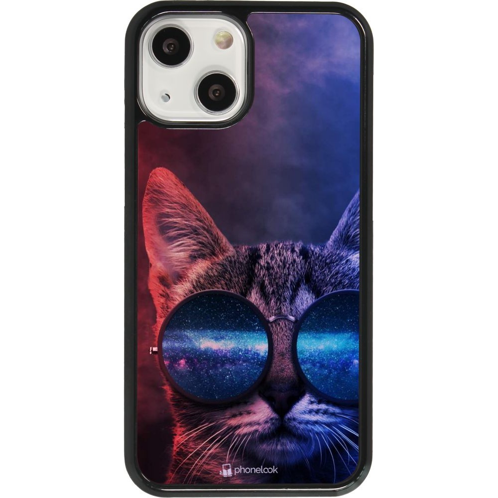 Hülle iPhone 13 mini - Red Blue Cat Glasses