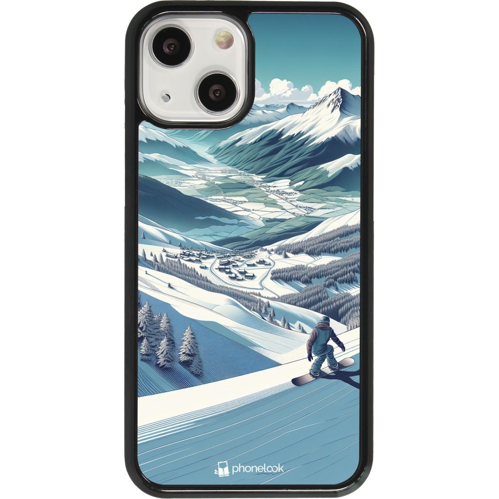 iPhone 13 mini Case Hülle - Snowboarder Berg
