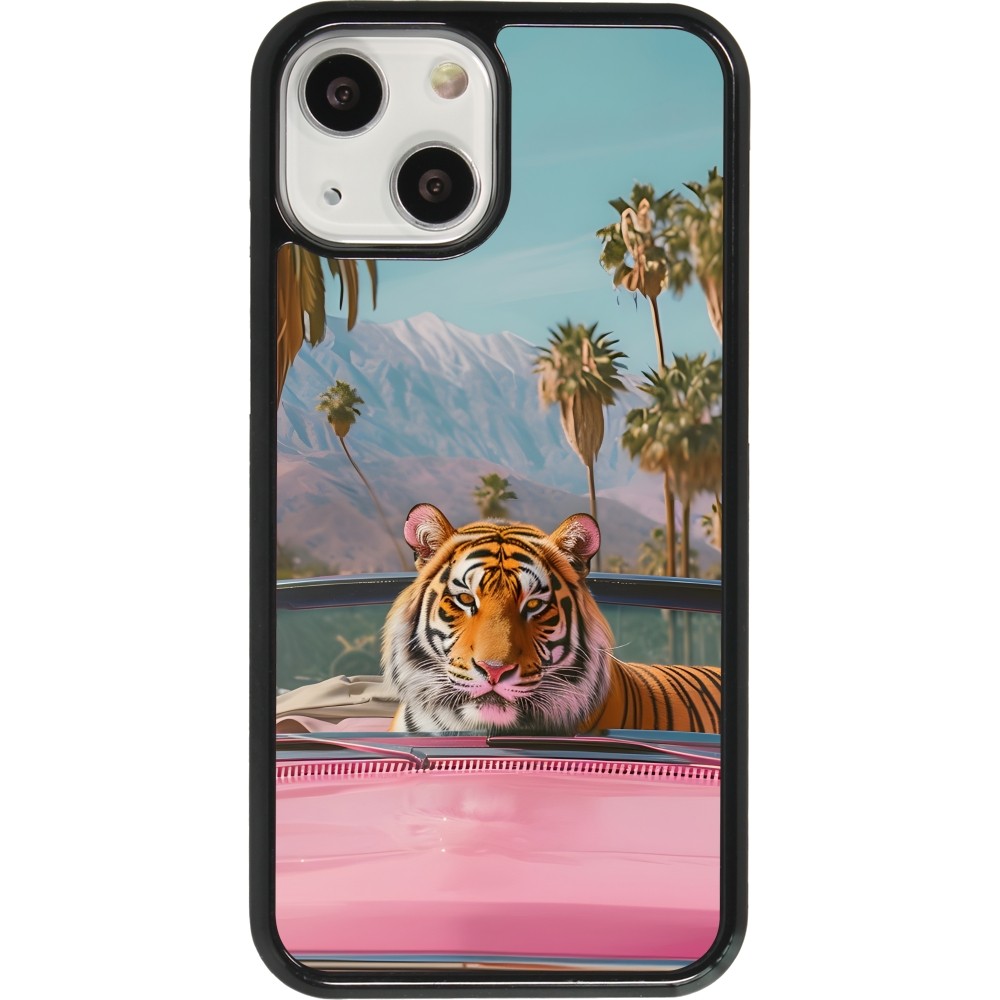 iPhone 13 mini Case Hülle - Tiger Auto rosa
