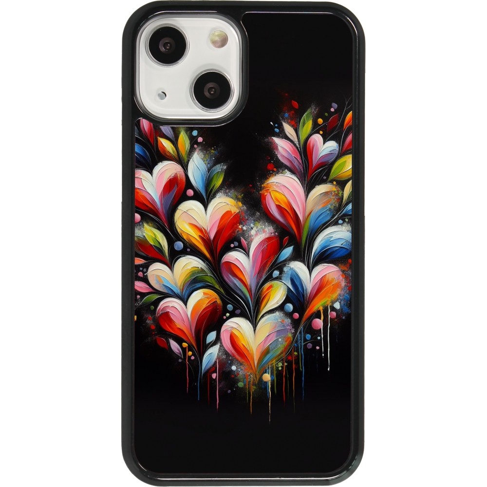 iPhone 13 mini Case Hülle - Valentin 2024 Schwarzes Herz Abstrakt