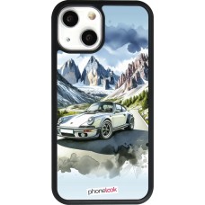 iPhone 13 mini Case Hülle - Silikon schwarz Porsche 911 Berg Aquarell