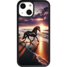 iPhone 13 mini Case Hülle - Silikon schwarz Pferd majestätisch Strand