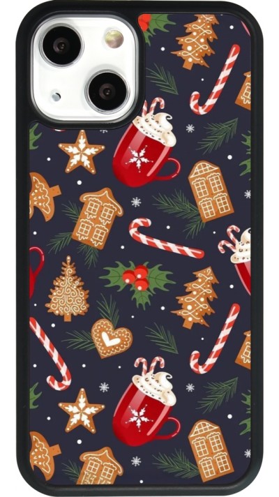 iPhone 13 mini Case Hülle - Silikon schwarz Christmas 25 Pattern Gingerbread House