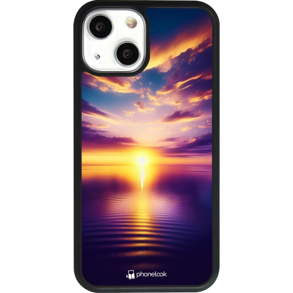 iPhone 13 mini Case Hülle - Silikon schwarz Sonnenuntergang gelb violett
