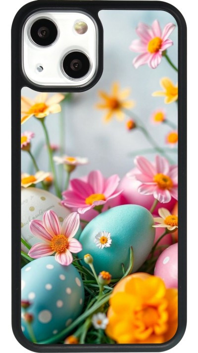 iPhone 13 mini Case Hülle - Silikon schwarz Easter 2026 Eggs with flowers