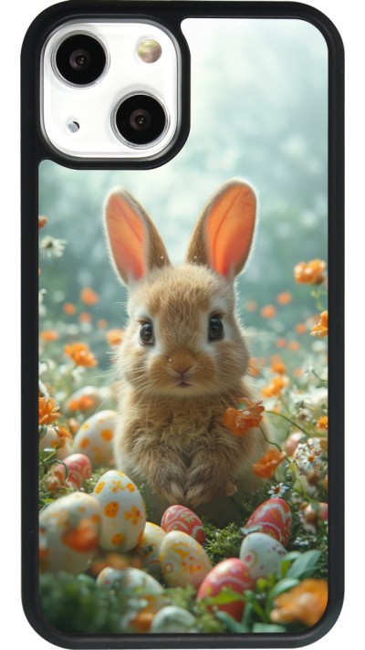 iPhone 13 mini Case Hülle - Silikon schwarz Easter 2026 Rabbit in the garden